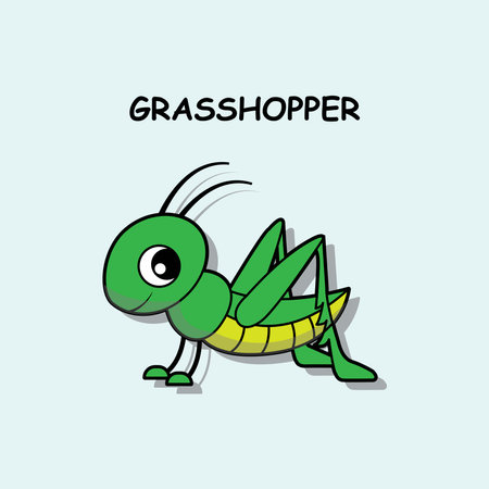Grasshopper cartoon character. Vector illustration for your design.のイラスト素材