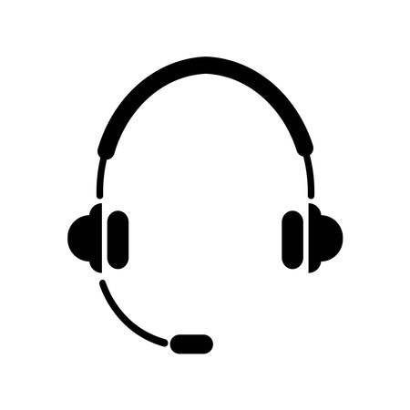 headset icon over white background, silhouette style concept, vector illustrationの写真素材