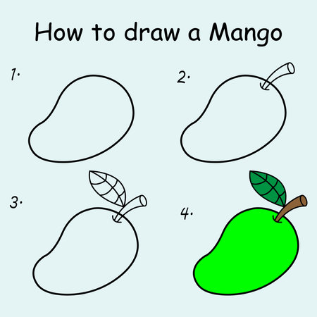 Educational game for children: How to draw a Mango.の写真素材