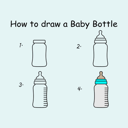 How to draw a baby bottle. Educational game for children. Vector illustrationの写真素材