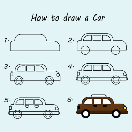 How to draw a car. Educational game for children. Vector illustrationの写真素材