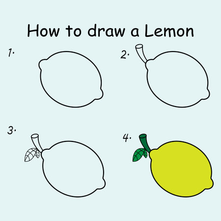 How to draw a lemon. Educational game for children. Vector illustrationの写真素材
