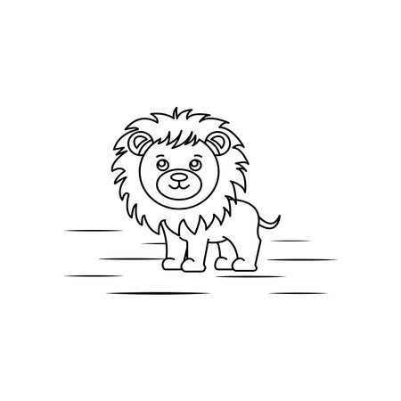 Lion line icon. Vector illustration of a cute cartoon animal.の写真素材