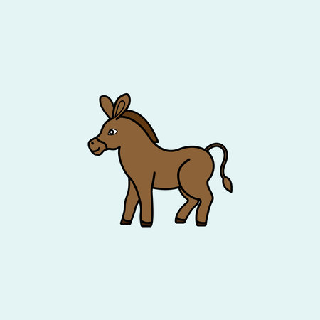 Illustration of a brown donkey, vector illustration, flat style.のイラスト素材