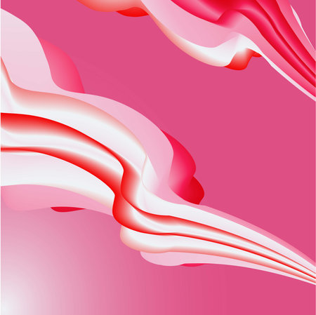 abstract background with red and white waves on a pink background.のイラスト素材