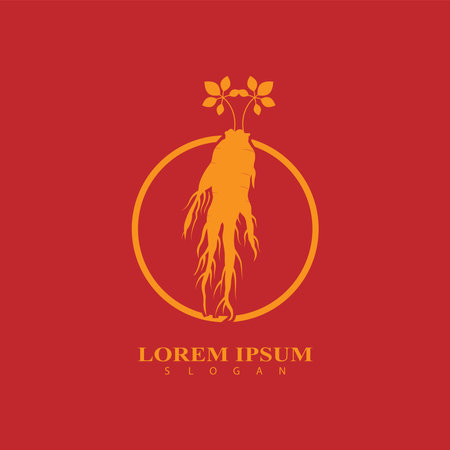 Ginseng logo design template. Vector illustration of ginseng icon.のイラスト素材
