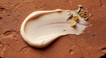 cosmetic cream on the background of the texture of the brown clayの素材