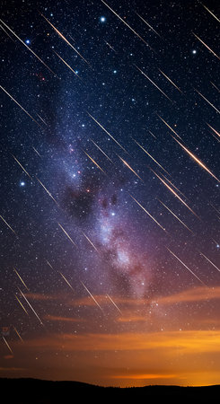 Night sky with stars and milky way. Long exposure photograph.の素材