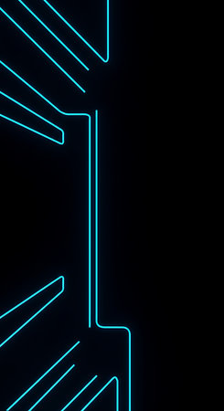 Neon lines on a black background. 3d rendering, 3d illustration.の素材