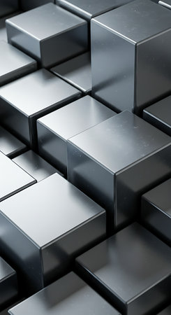 abstract background of black metallic cubes. 3d render illustration.の素材