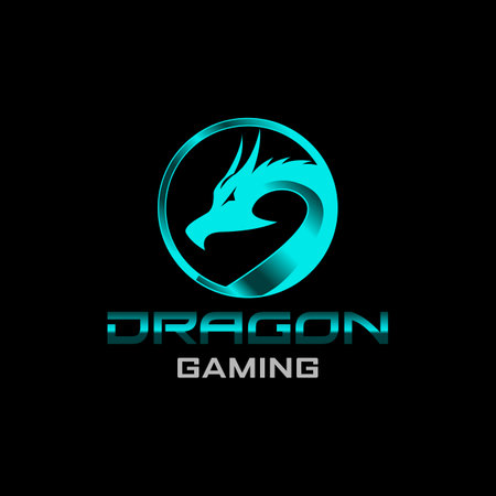 Dragon Logo. Dragon circle gaming logo design vectorのイラスト素材