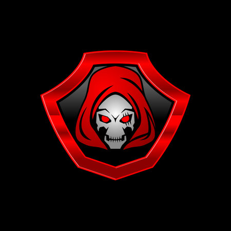 Grim Reaper Red Shield logo designのイラスト素材