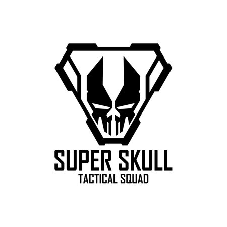 Skull Logo Icon. Super Skull tactical urban logo design templateのイラスト素材