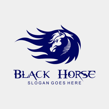 Horse Head Logo Design template emblem mascot vector illustrationのイラスト素材