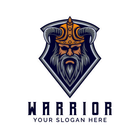 viking head logo design vector illustration templateのイラスト素材
