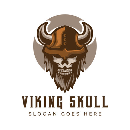 Viking Skull Warrior Man logo icon symbol template designのイラスト素材