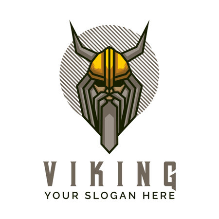 Viking Old Man Logo Design Template Illustrationのイラスト素材