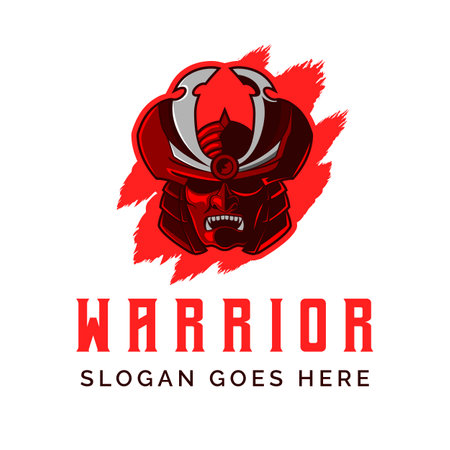 Ronin Samurai helmet logo design vector illustration templateのイラスト素材
