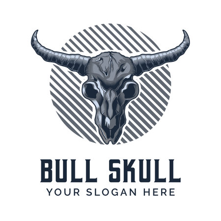 Skull Bull Head Longhorn artistic vector illustrationのイラスト素材