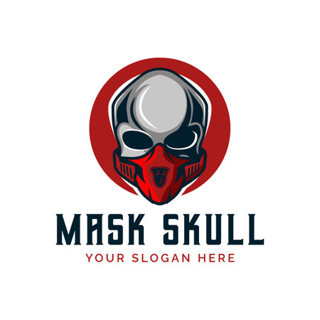 Mask Military Skull Wings and Shield modern design template for labels, emblems, badges or other.のイラスト素材