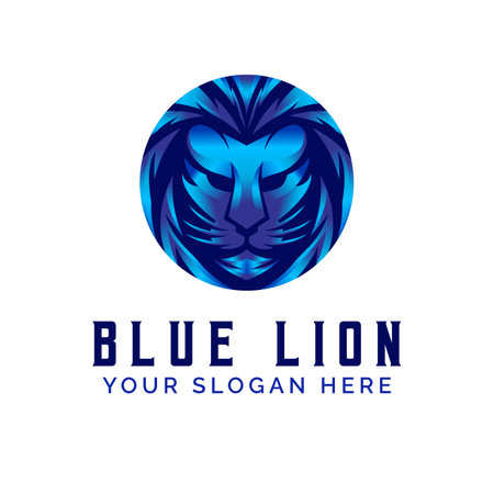 Lion Head Vector in circle vintage style Logo Templateのイラスト素材