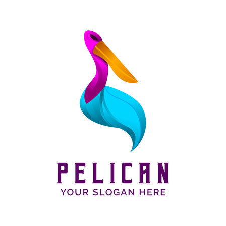 Pelican Gradient Logo Design Vector Mascot templateのイラスト素材