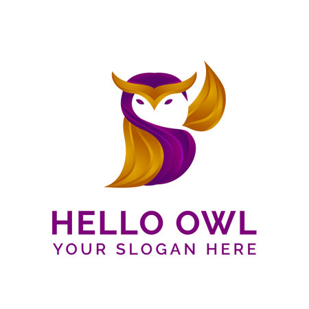 Owl Logo Design in Gradient template vector mascotのイラスト素材
