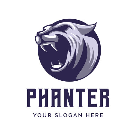 Panther Head Logo Design Vector Illustrationのイラスト素材