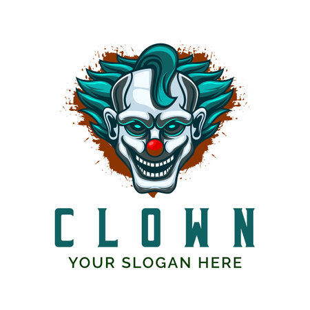 Head of Clown Logo Design Vector Mascot templateのイラスト素材