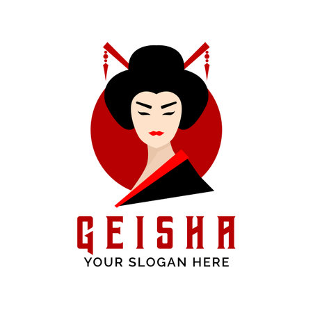 Geisha Girl Logo Design Vector Mascot templateのイラスト素材
