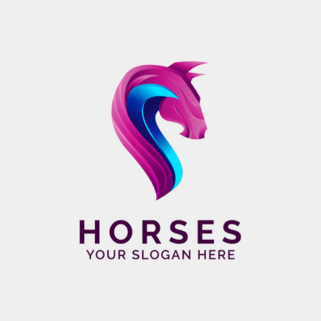 Horse Head Logo Gradient Vector Design template emblem mascot vector illustrationのイラスト素材