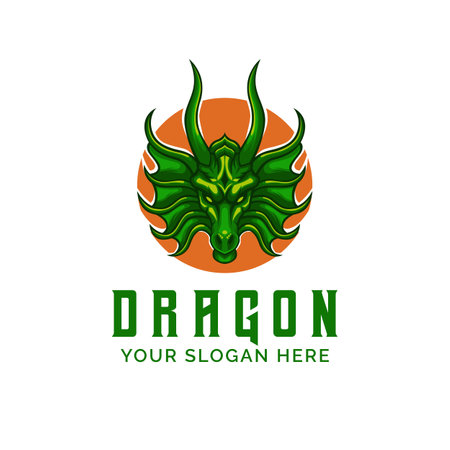Dragon Head Logo Design Vector Mascot templateのイラスト素材