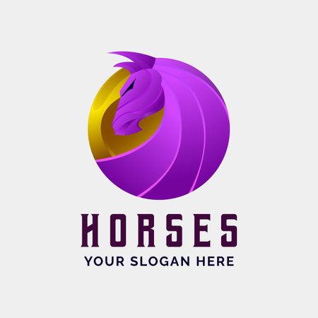 Horse Gradient Logo Vector Design template emblem mascot vector illustrationのイラスト素材