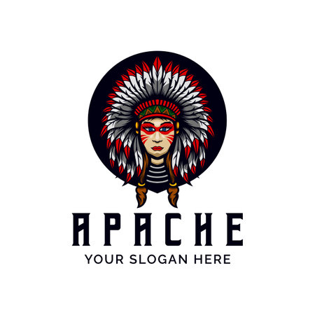 Apache Lady Logo Design Vector Mascot templateのイラスト素材
