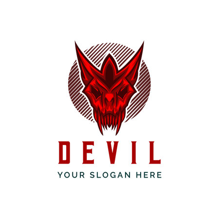 Devil Head Logo Design Vector illustration Mascot Template