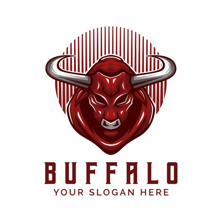 Buffalo Bull Head Logo Vector Mascot templateのイラスト素材