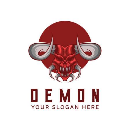 Demon Devil Head Logo Vector Mascot templateのイラスト素材