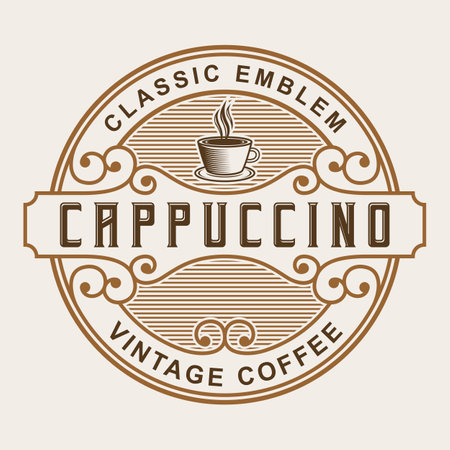 Vintage Coffee Shop Cup Logo Template Badge Label Illustration Vector Designのイラスト素材