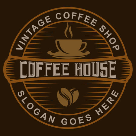 Coffee Shop Cup Vintage Logo Template Badge Label Illustration Vector Designのイラスト素材