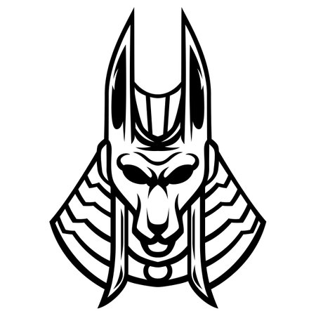 Anubis God Vector Black And White Logo Design mascot Templateのイラスト素材