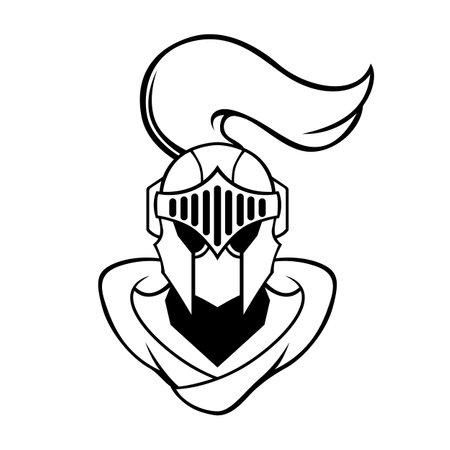 Knight Warrior Vector Black And White Logo Design Mascot templateのイラスト素材