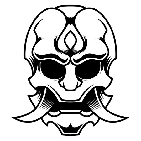Samurai Vector Ronin Face black and white Logo Icon Symbol Vintage Templateのイラスト素材