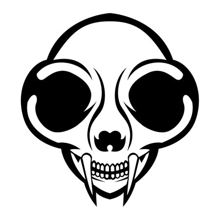Skull Head Vector design black and white isolated backgroundのイラスト素材