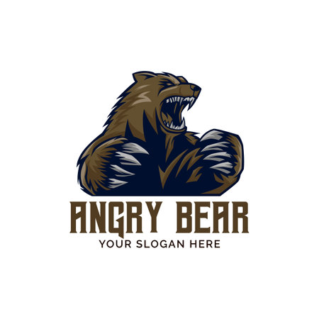 Angry Bear Logo Vector Mascot templateのイラスト素材