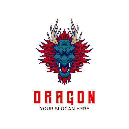Dragon Angry Logo. Dragon Vector Mascot templateのイラスト素材