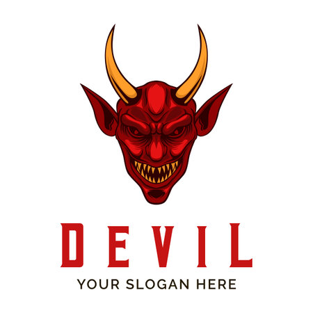 Devil Logo. Devil Demon Mascot Logo Vector Design Templateのイラスト素材