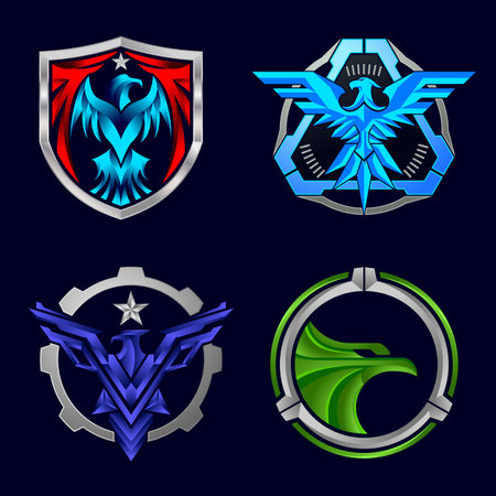 Eagle Logo. Military Eagle Mascot Logo Design Set Bundle Vector illustrationのイラスト素材