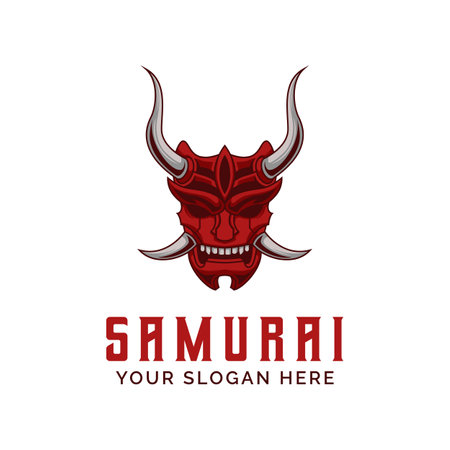 Ronin Hanya Mask Face Samurai Warrior Logo Helmet vintage vector illustrationのイラスト素材