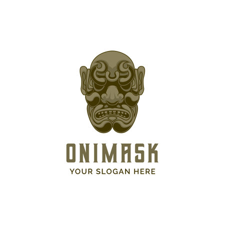 Hanya Mask Face Samurai Warrior Logo Vintage vector illustrationのイラスト素材