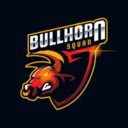 Bull angry face e-sport logo template illustrationのイラスト素材